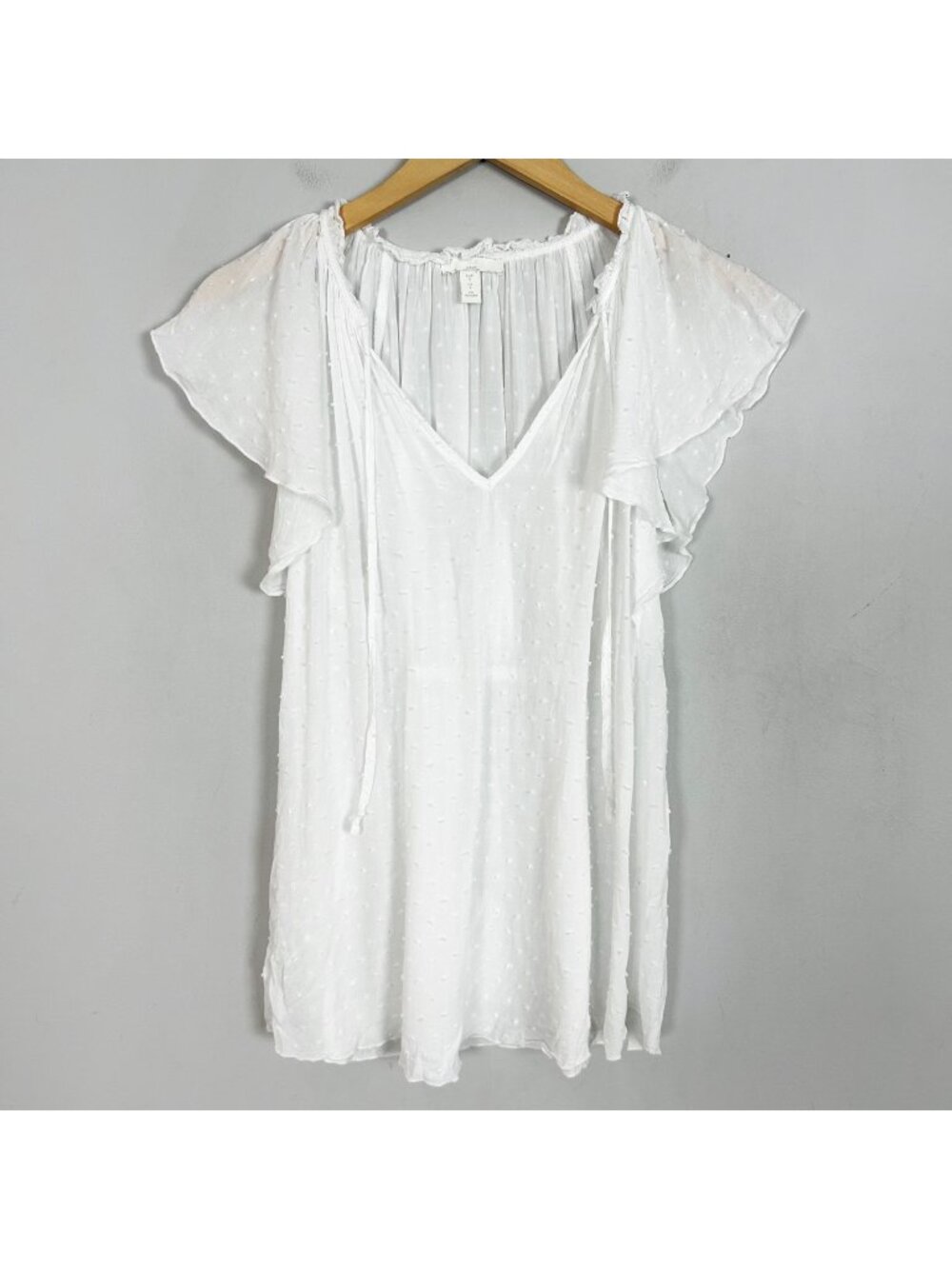 H&M Mama White Clip Dot Lightweight Top Flowy Cottage Feminine Size Small